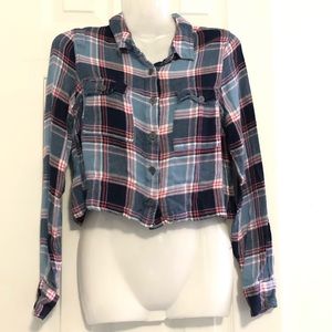 DEB: cropped plaid button down